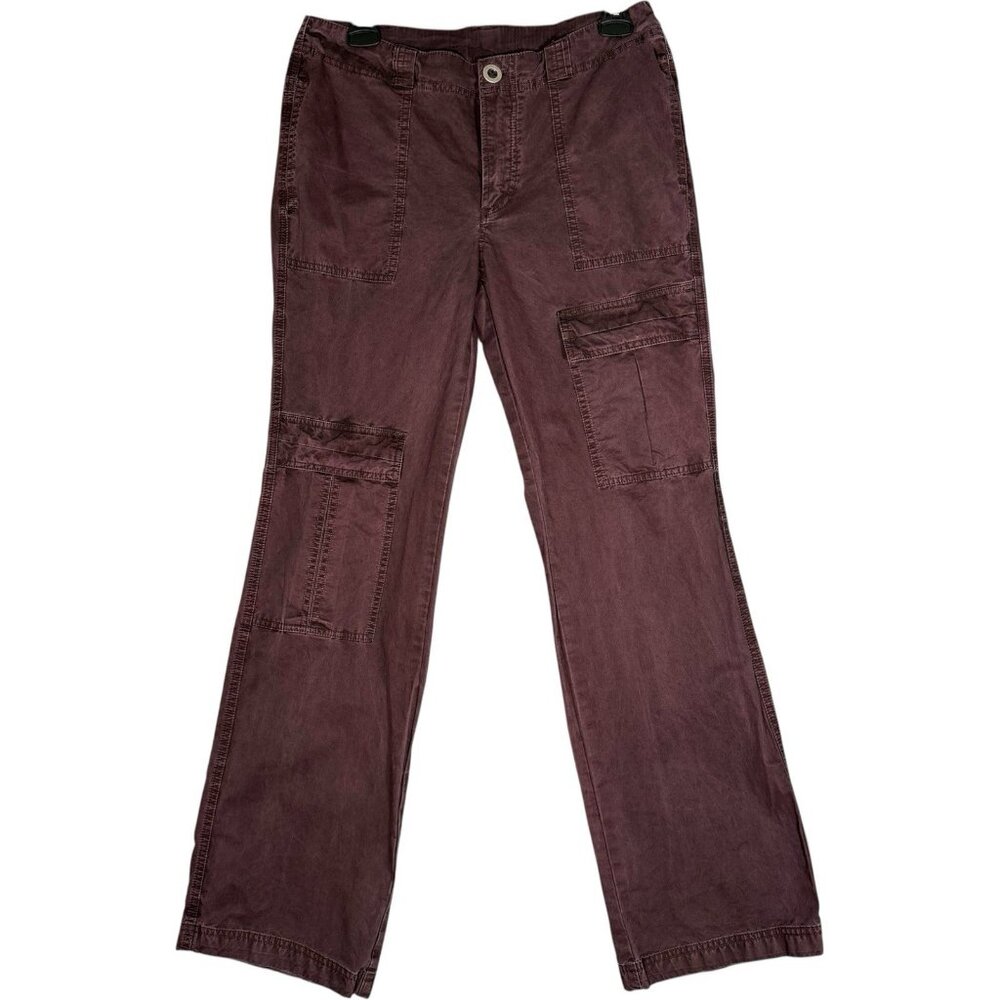 Free People Cargo Washed Burgundy Front Pockets Straight Leg Cotton Gorp 4